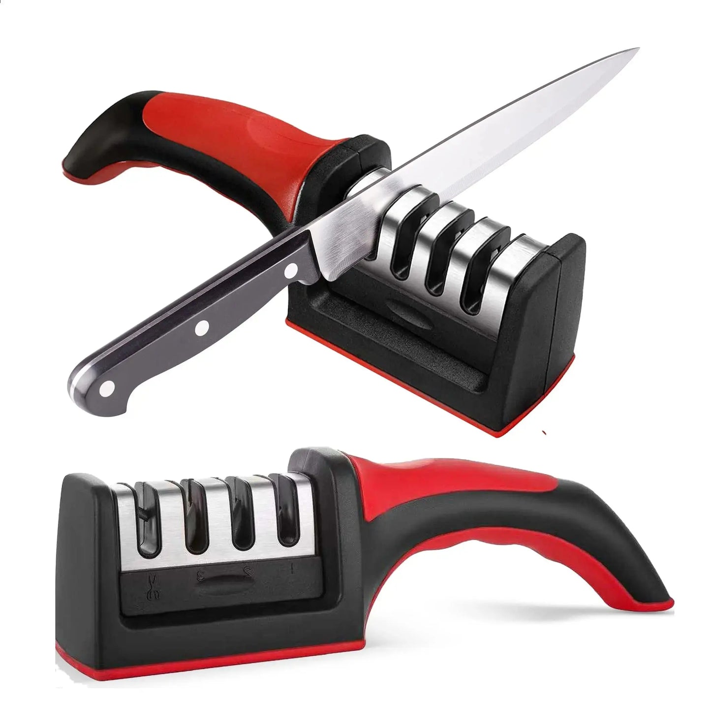 Knife Sharpeners for Kitchen Knives– Stainless Steel 4 in1 Kitchen Knife Sharpener IVY MART