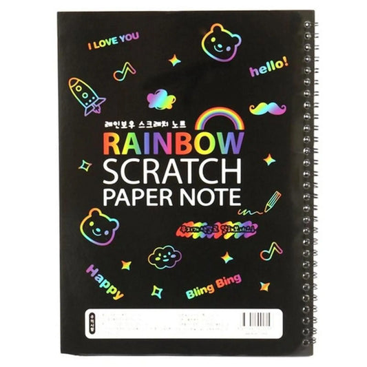 Magic Color Rainbow Scratch Art Paper Note Book Fully Black Diy Drawing Toys Coloring Painting Kids IVY MART