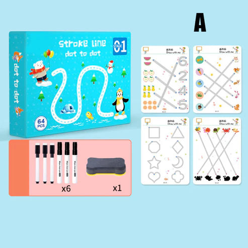 Stroke Line: Dot to dot Drawing & Writing Practice Book 64 Pages